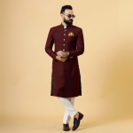 Classic Wine Achkan for Men | Elegant Ethnic Wear | Jaipurio